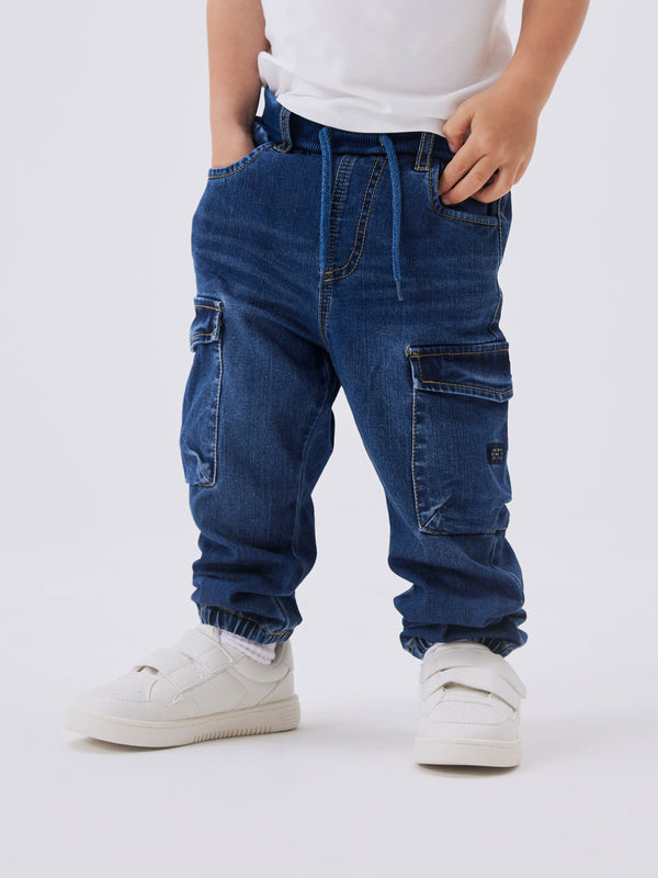 Name It Ben Baggy Cargo Jeans - Dark Blue Denim