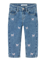 Name It Bella Mom Emb. Jeans - Medium Blue Bows