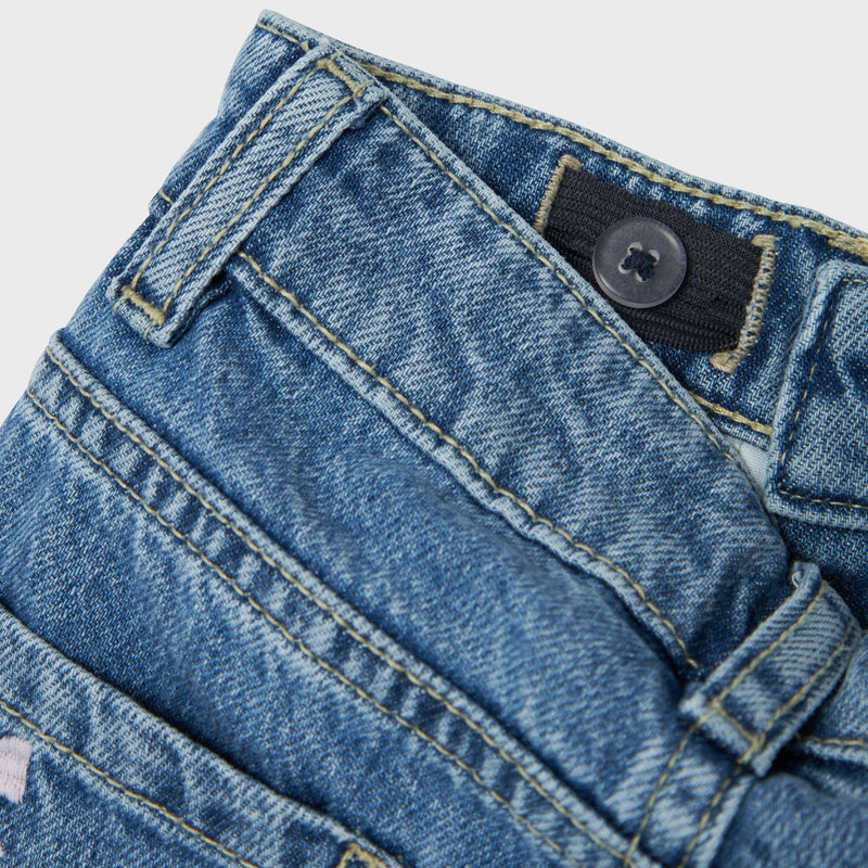 Name It Bella Mom Emb. Jeans - Medium Blue Bows