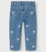 Name It Bella Mom Emb. Jeans - Medium Blue Bows
