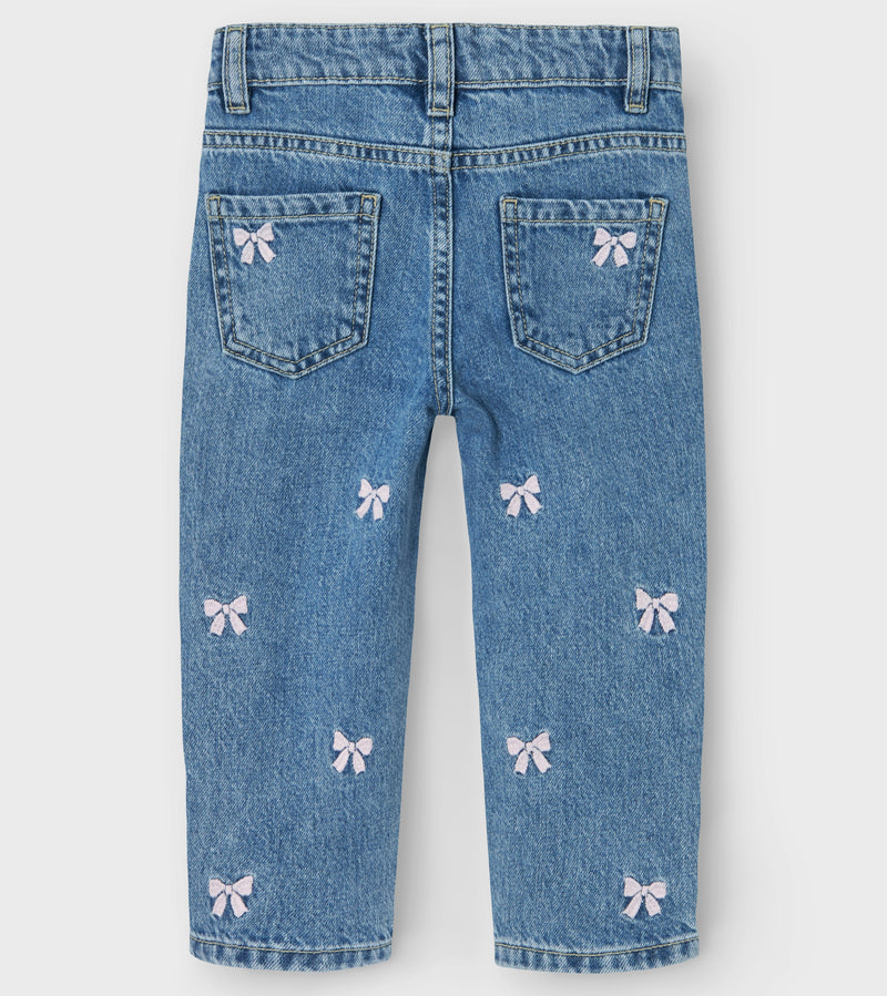 Name It Bella Mom Emb. Jeans - Medium Blue Bows