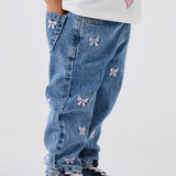 Name It Bella Mom Emb. Jeans - Medium Blue Bows