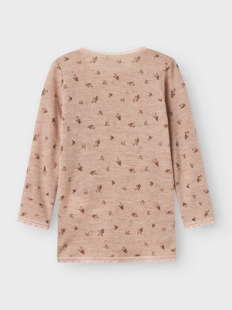 Name It Wang Uld Bluse - Shadow Gray Small Flowers