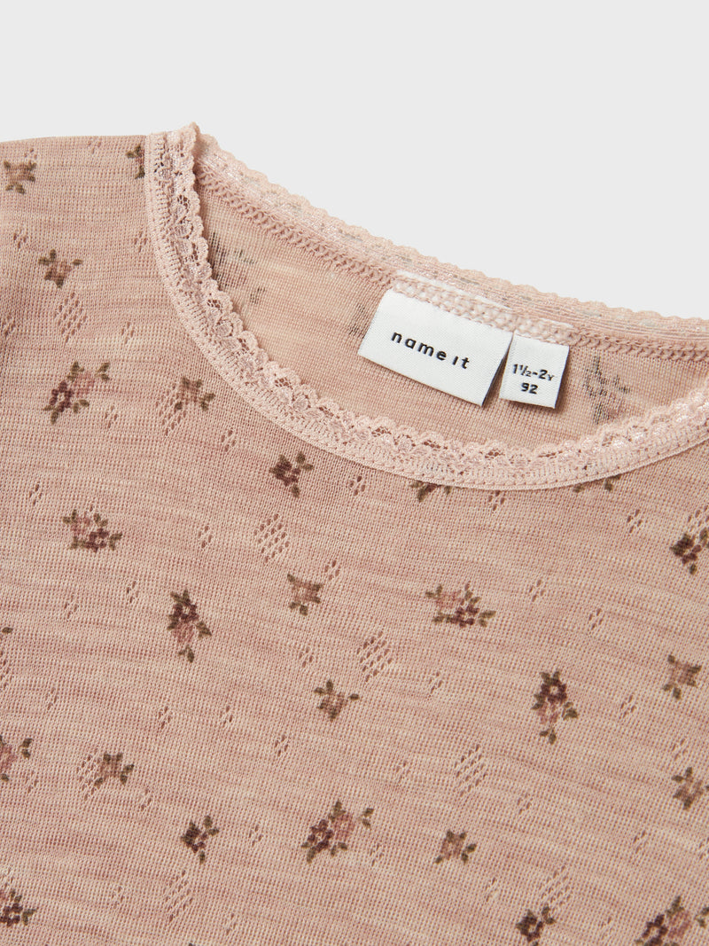 Name It Wang Uld Bluse - Shadow Gray Small Flowers