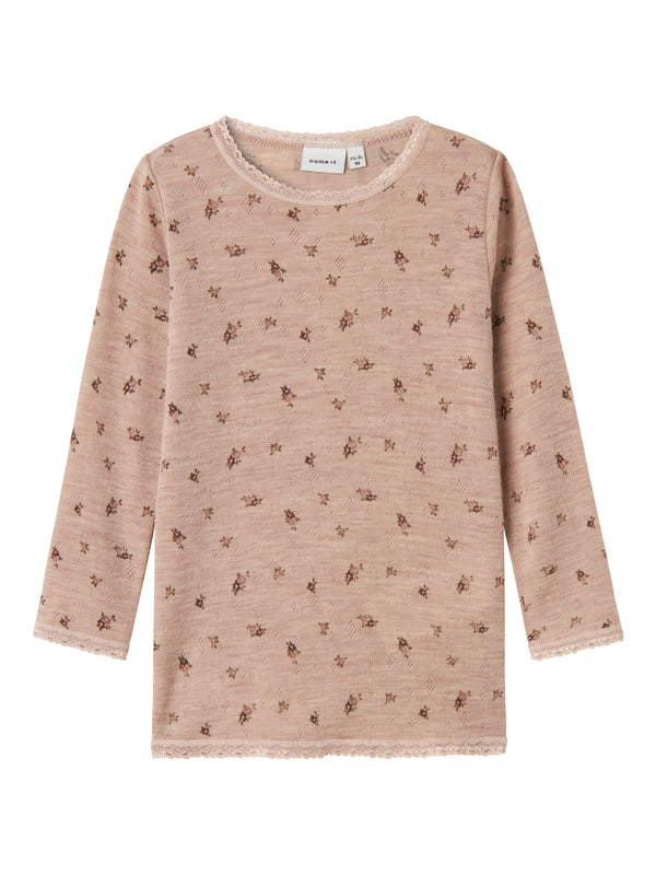 Name It Wang Uld Bluse - Shadow Gray Small Flowers