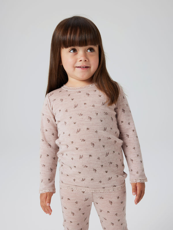Name It Wang Uld Bluse - Shadow Gray Small Flowers