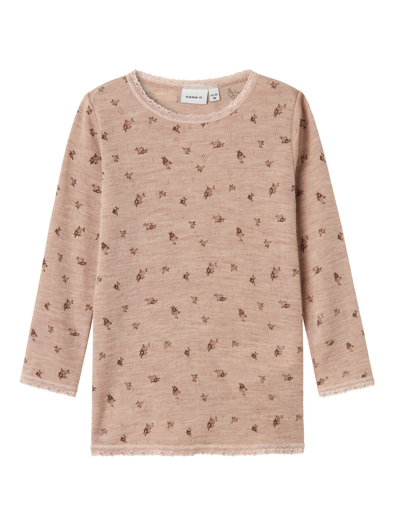 Name It Wang Uld Bluse - Shadow Gray Small Flowers