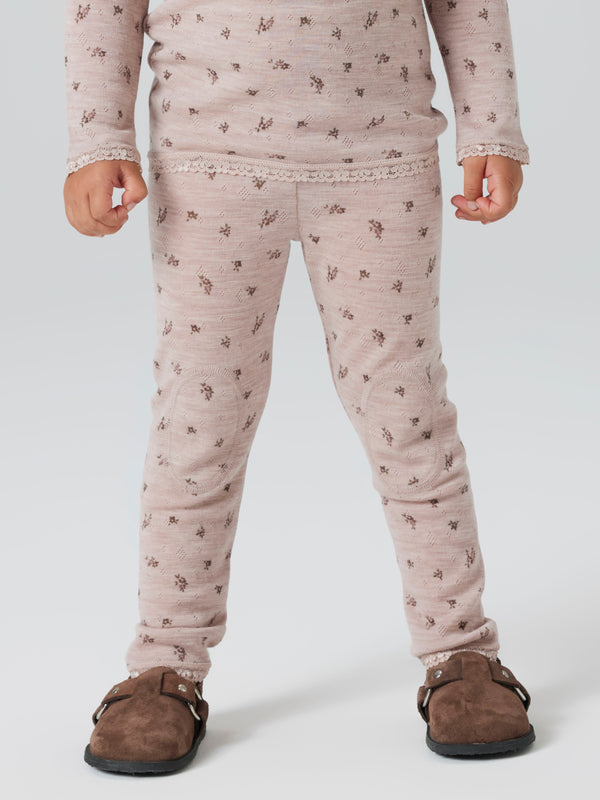 Name It Wang Uld Leggings - Shadow Gray Small Flowers