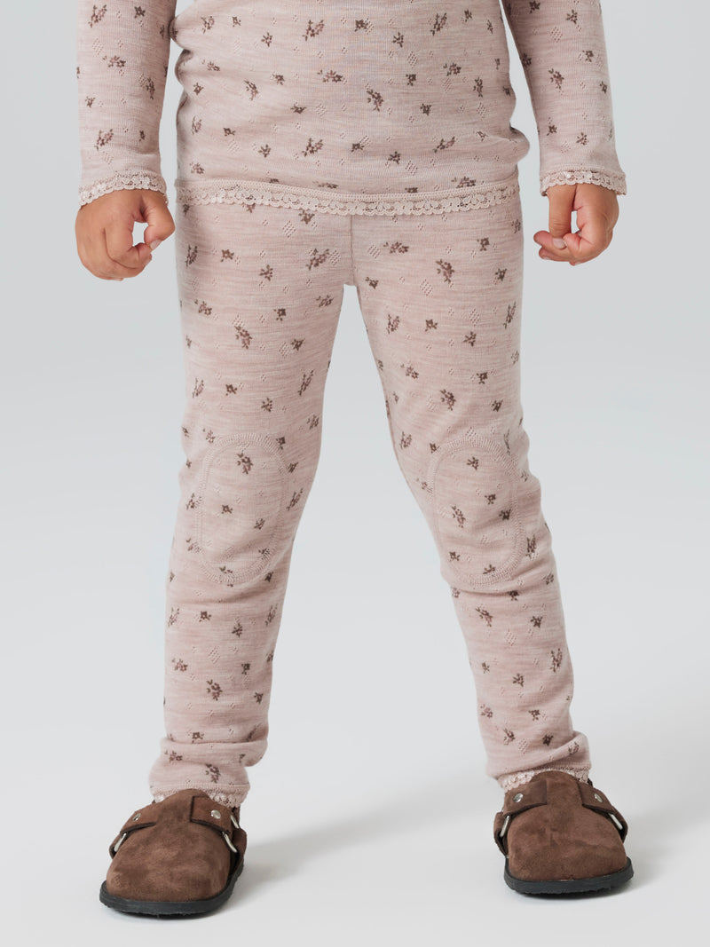 Name It Wang Uld Leggings - Shadow Gray Small Flowers