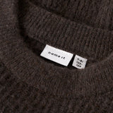 Name It Holly Boxy Short Strik Bluse - Seal Brown