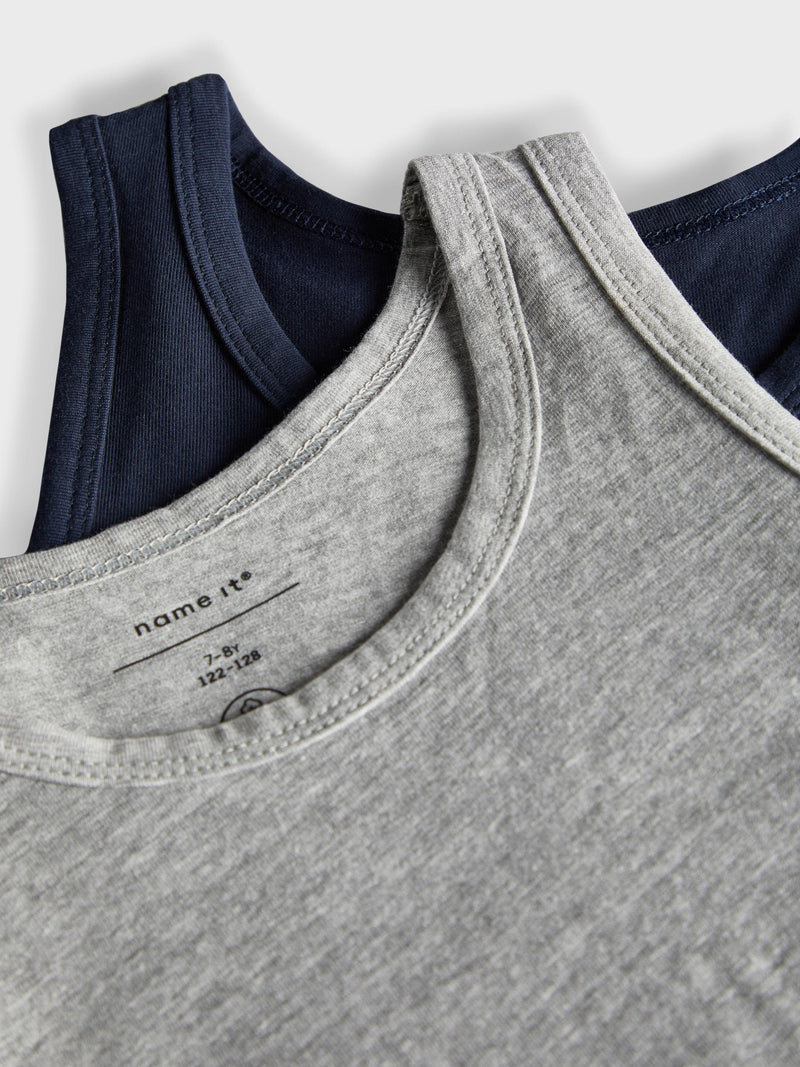 Name It NKMTANK Undertrøje, 2-pack - Grey Melange/Navy