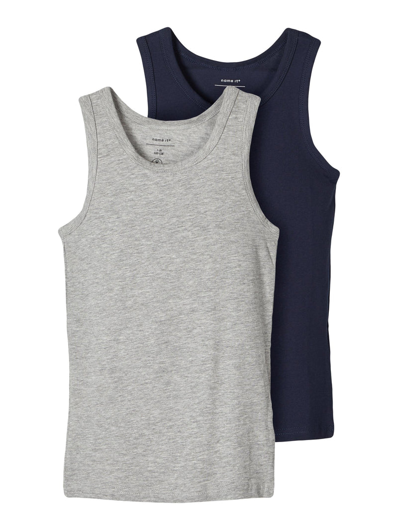 Name It NKMTANK Undertrøje, 2-pack - Grey Melange/Navy