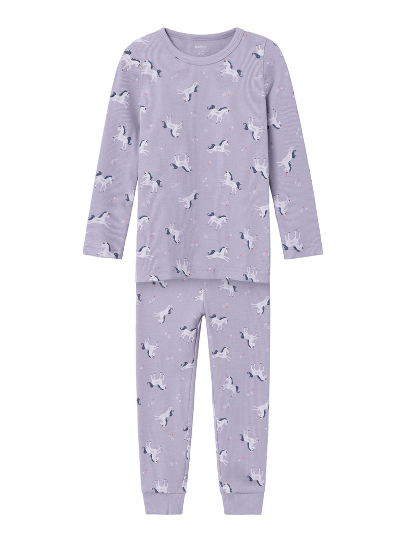 Name It NMFNIGHTSET Unicorn Rib Nattøj - Lavender Aura