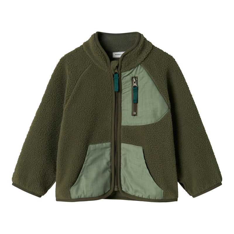 Name It Buster Teddy Cardigan - Dusty Olive