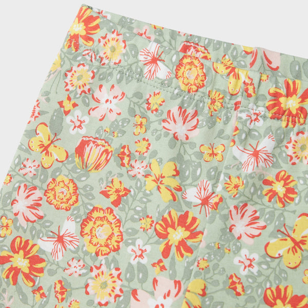 Name It Vayo Shorts Leggings - Aqua Gray Yellow Flower
