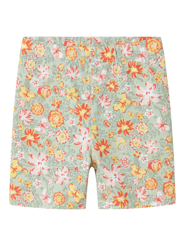 Name It Vayo Shorts Leggings - Aqua Gray Yellow Flower