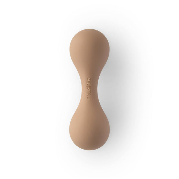 Mushie Silikone Baby Maracas Rangle - Natural