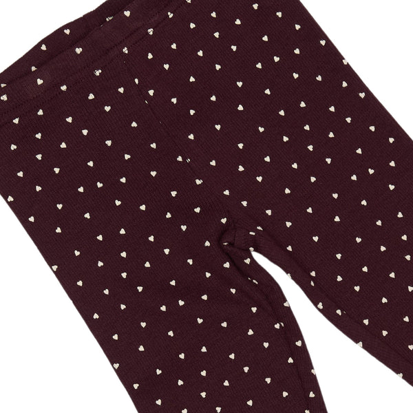 Petit Piao Leggings Modal Heart - Dark Grape