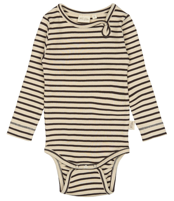 Petit Piao Body Modal Striped - Coffee Bean/Off White