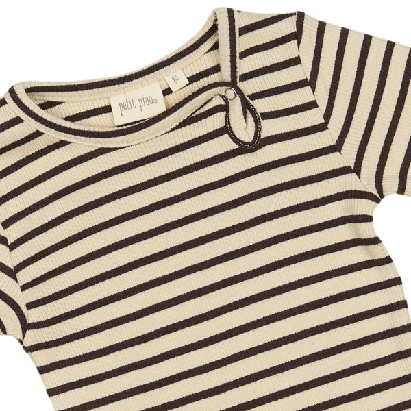 Petit Piao Body Modal Striped - Coffee Bean/Off White