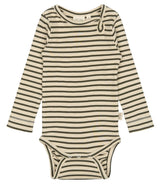 Petit Piao Body Modal Striped - Green Leaf/Off White
