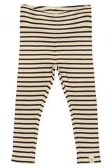 Petit Piao Leggings Modal Striped - Coffee Bean/Off White