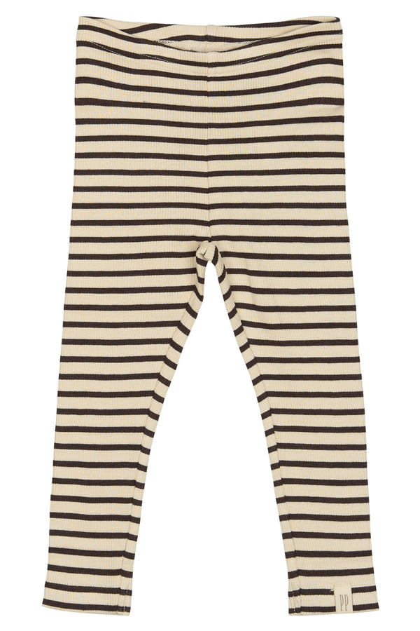 Petit Piao Leggings Modal Striped - Coffee Bean/Off White