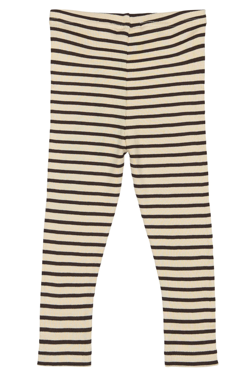 Petit Piao Leggings Modal Striped - Coffee Bean/Off White