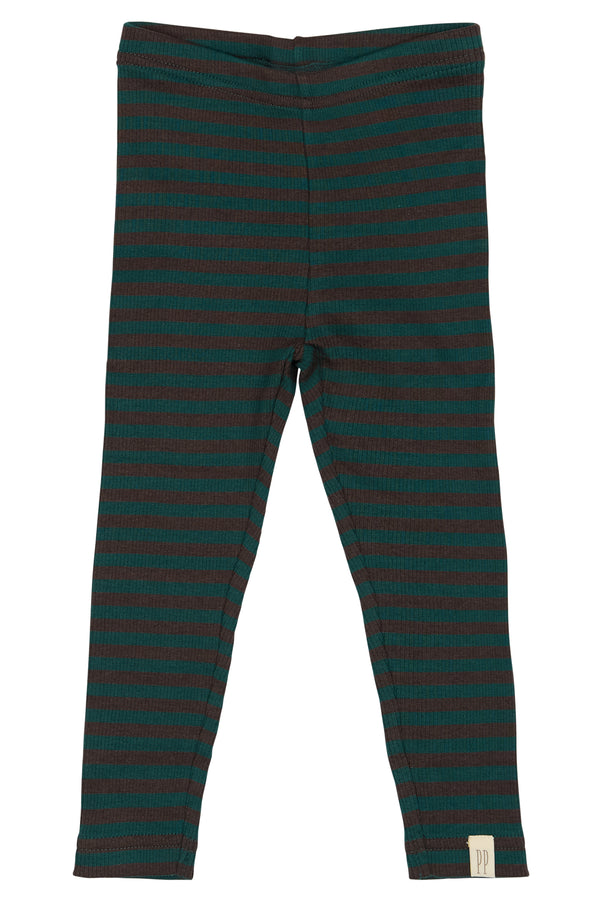 Petit Piao Leggings Modal Striped - Dark Sea/Coffe Bean