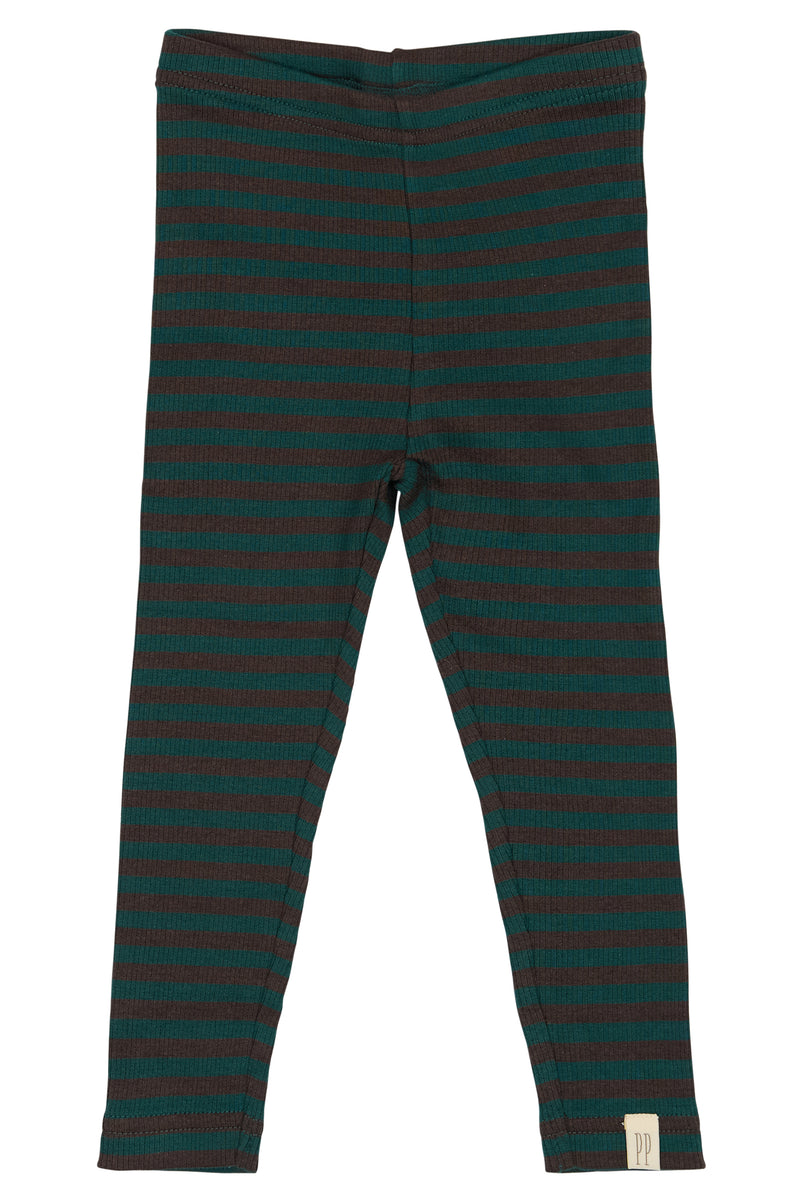 Petit Piao Leggings Modal Striped - Dark Sea/Coffe Bean