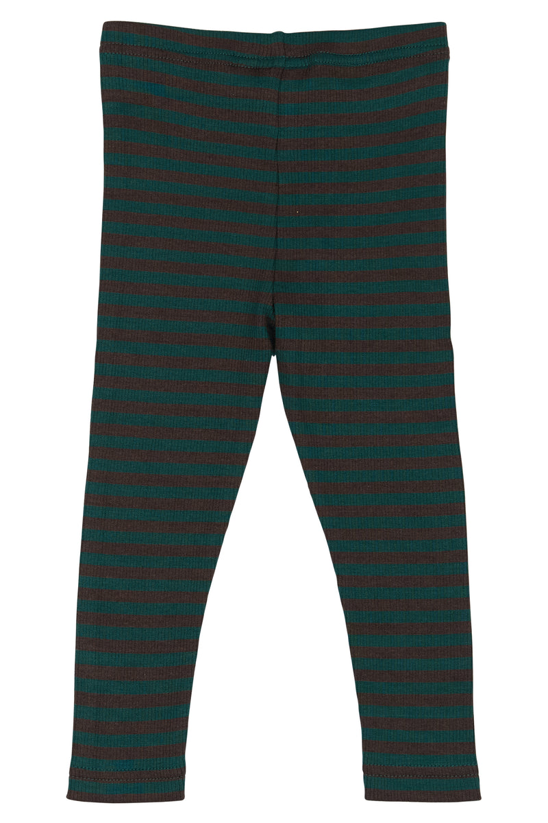 Petit Piao Leggings Modal Striped - Dark Sea/Coffe Bean