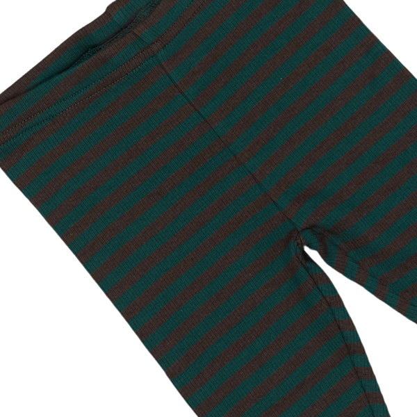 Petit Piao Leggings Modal Striped - Dark Sea/Coffe Bean