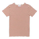 The New Moore Collar Rib T-Shirt - Old Rose Striped