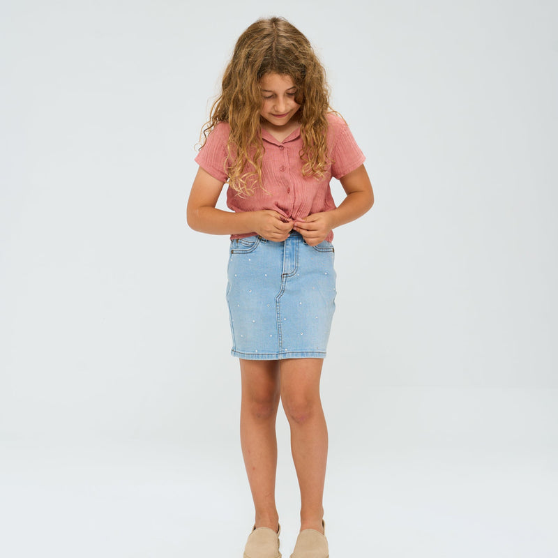 The New Oda Denim Nederdel - Light Blue