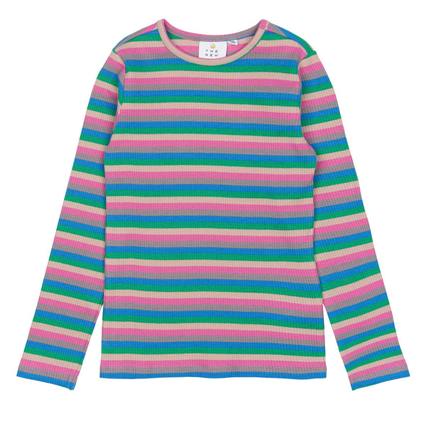 The New Piper Rib Bluse - Multi Striped
