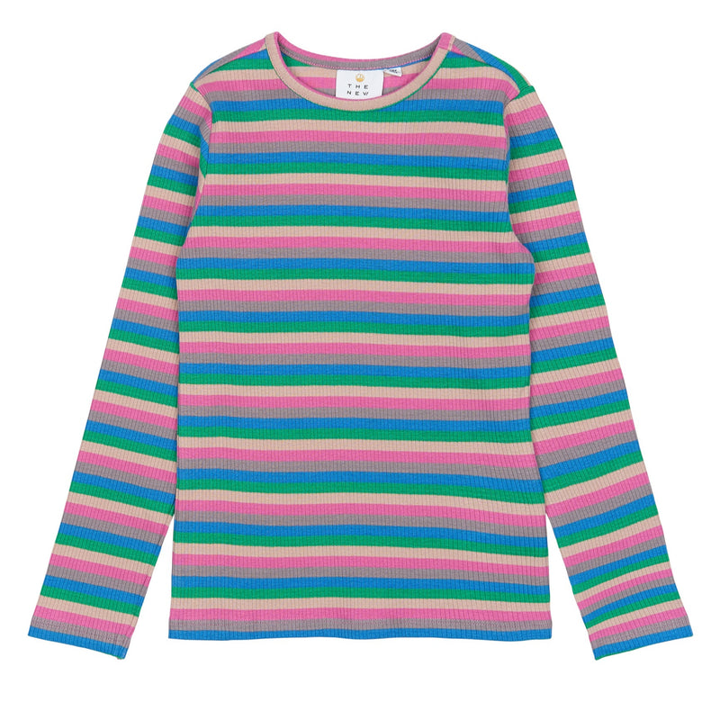 The New Piper Rib Bluse - Multi Striped