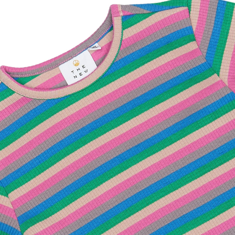 The New Piper Rib Bluse - Multi Striped