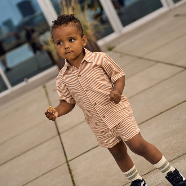 The New Siblings Opal Shorts - Indian Tan Striped