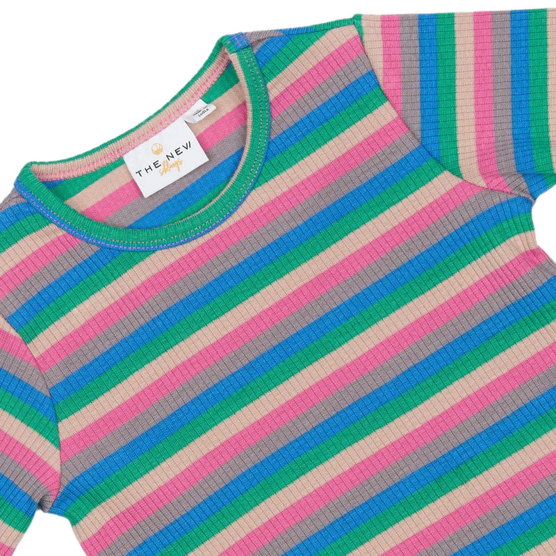The New Siblings Polly Rib Bluse - Multi Striped