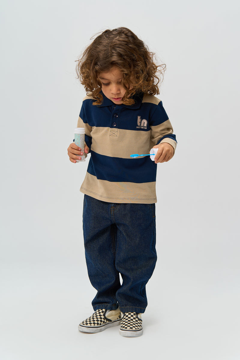 The New Siblings Rinon Polo - Navy Blazer Striped