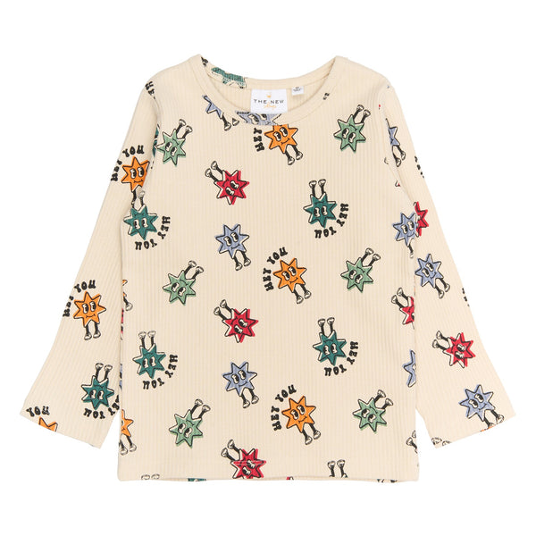 TNSTRaul L_S Rib Tee - Gardenia AOP