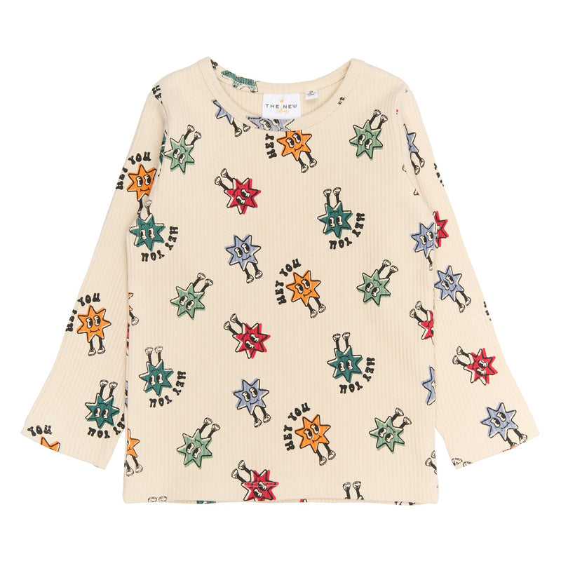 TNSTRaul L_S Rib Tee - Gardenia AOP