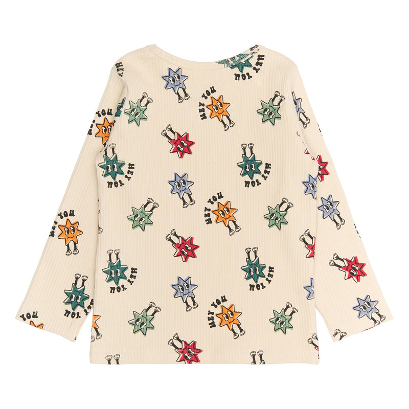 TNSTRaul L_S Rib Tee - Gardenia AOP