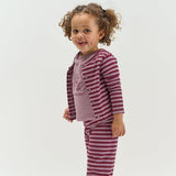 The New Siblings Fro Rib Cardigan - Elderberry Striped
