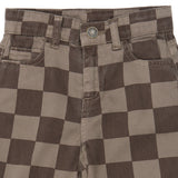 The New Siblings Vondell Baggy Fit Jeans - Taupe Gray Check