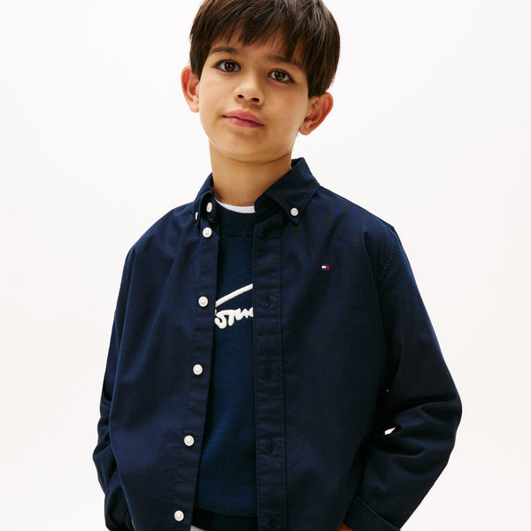 Tommy Hilfiger Flag Oxford Skjorte - Dark Night Navy