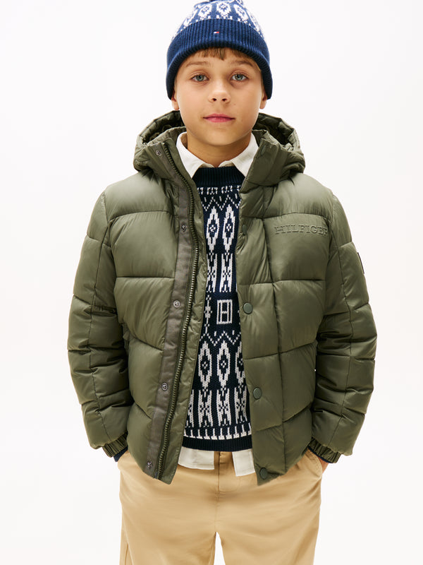 Tommy Hilfiger Embossed Vinterjakke - Pewter Green