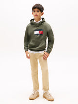 Tommy Hilfiger Flag Hoodie - Pewter Green