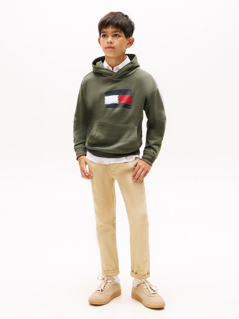 Tommy Hilfiger Flag Hoodie - Pewter Green
