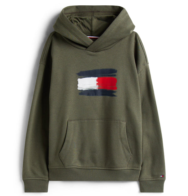 Tommy Hilfiger Flag Hoodie - Pewter Green